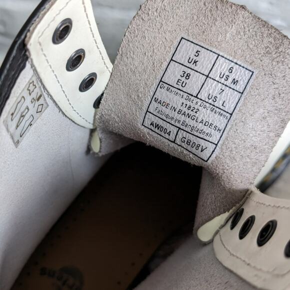 Dr Martens Docs White High Top Leather Combat Boots Kawaii Grunge Biker Shoes - Picture 6 of 9